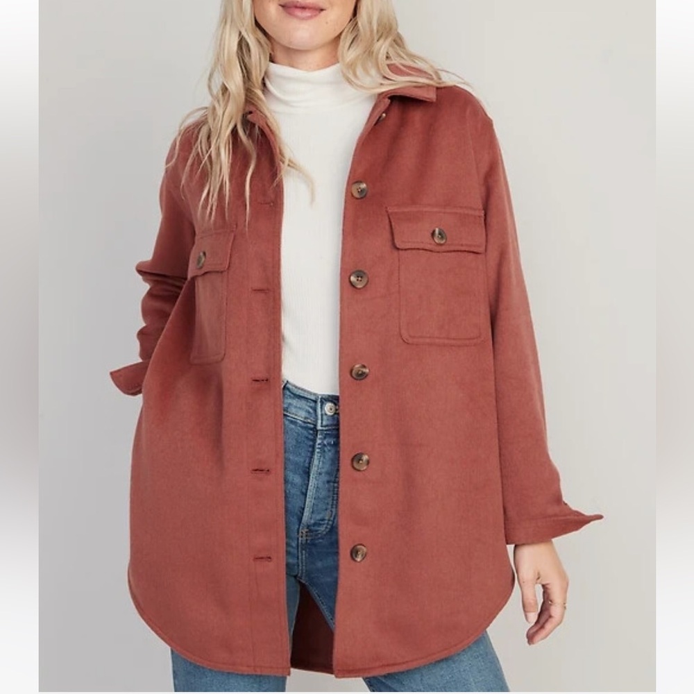 OLD NAVY Utility Shacket Wool Blend Size XL Rust